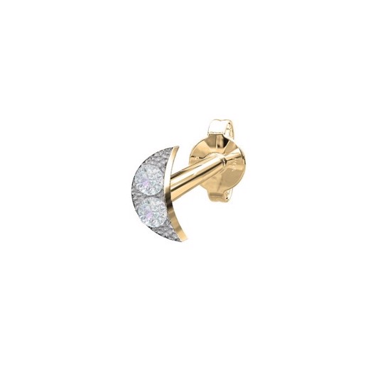 Billede af Piercing smykker - Pierce52 ørestik i 14kt. guld med måne m diamanter